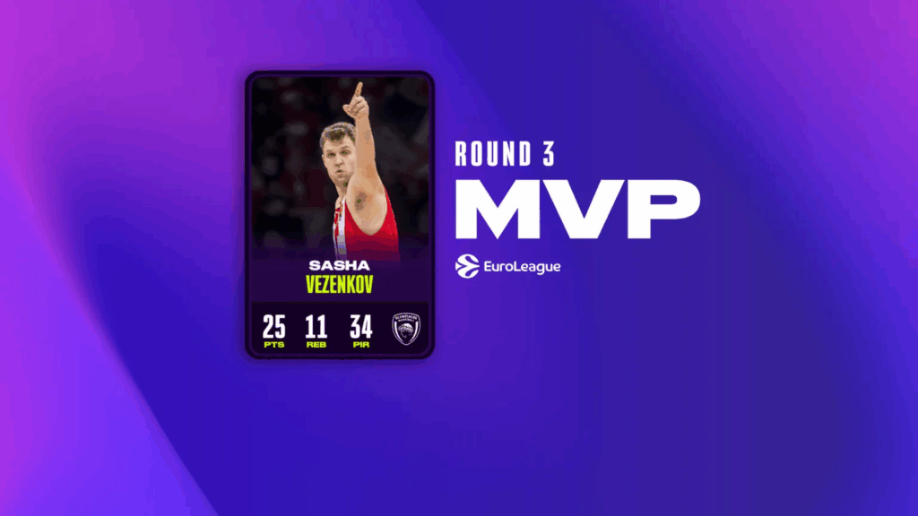 Форвард "Олімпіакоса" – MVP 3-го туру Євроліги 2 Форвард "Олімпіакоса" – MVP 3-го туру Євроліги 1