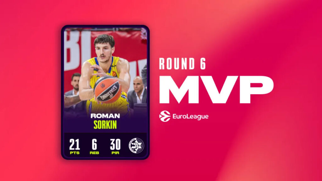 Форвард "Маккабі" – MVP 6-го туру Євроліги 2 Форвард "Маккабі" – MVP 6-го туру Євроліги 1