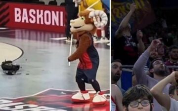 Дивом ніхто не травмувався. Під час матчу "Басконія" - "Барселона" на паркет впав прожектор 47 - basket.com.ua