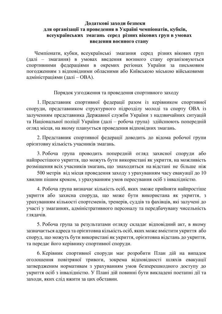 Мінмолодьспорт розробило порядок узгодження та проведення спортивних змагань з глядачами 4 - basket.com.ua Мінмолодьспорт розробило порядок узгодження та проведення спортивних змагань з глядачами 3 - basket.com.ua