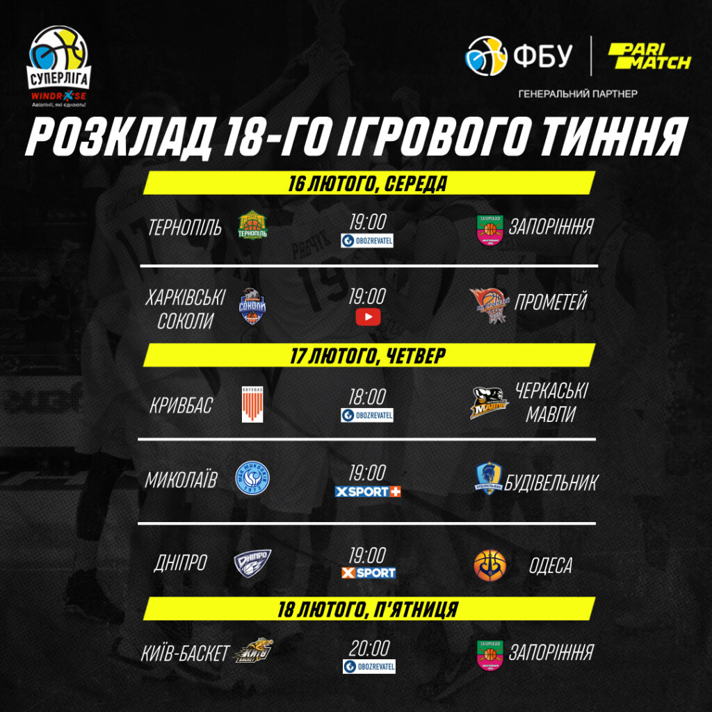 Восемнадцатая игровая неделя Суперлиги Windrose: расписание трансляций 16 - 18 февраля 3 - basket.com.ua