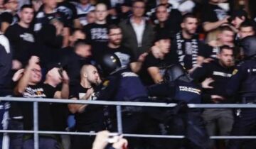 Під час матчу Євроліги фанати "Партизана" вступили у суперечку з поліцією 25 - basket.com.ua